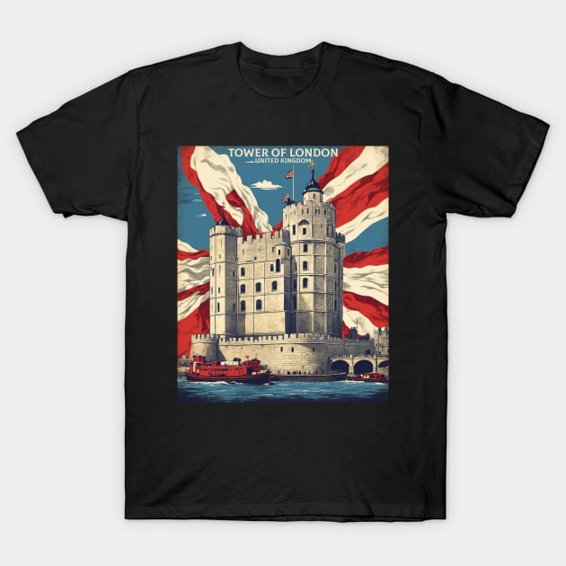 Tower of London United Kingdom Vintage Travel Tourism Poster T-Shirt by TravelersGems